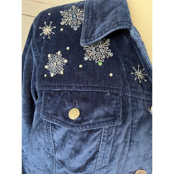 Quacker Factory cardigan‎ Medium Ugly Christmas Sweater Snowman Velour Jacket - Picture 7 of 11